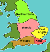 The five Anglo-Saxon kingdoms.